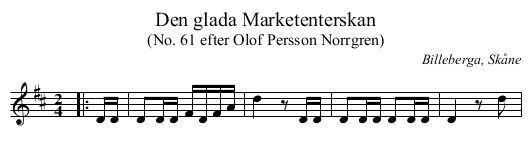 Den glada Marketenterskan - staff notation