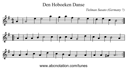 Den Hoboeken Danse - staff notation
