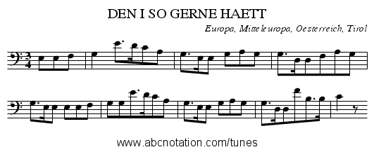 DEN I SO GERNE HAETT - staff notation