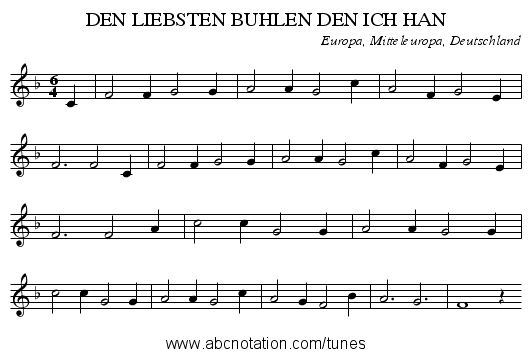 DEN LIEBSTEN BUHLEN DEN ICH HAN - staff notation