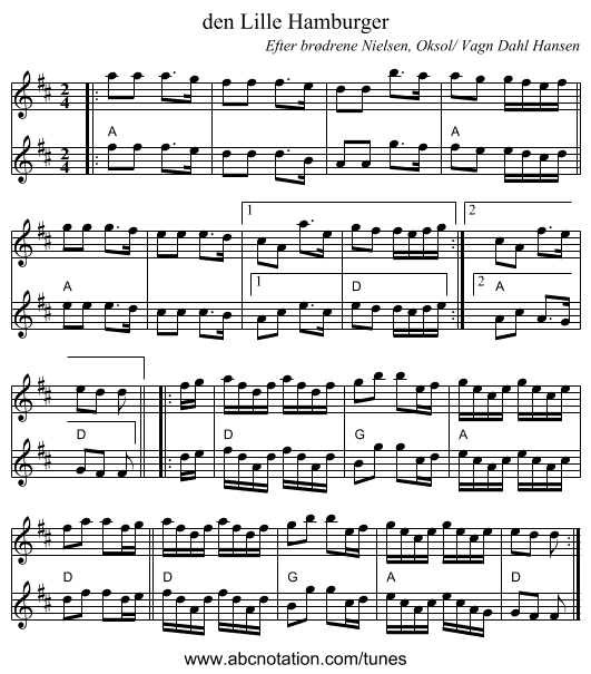 den Lille Hamburger - staff notation