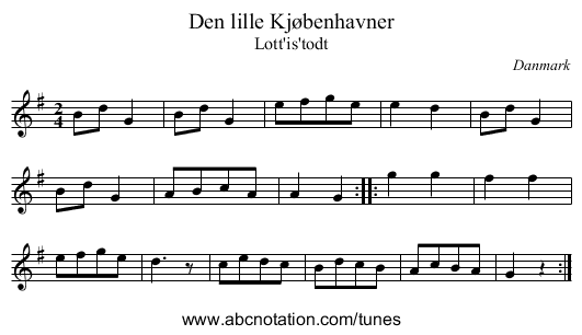 Den lille Kjøbenhavner - staff notation