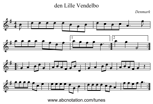 den Lille Vendelbo - staff notation
