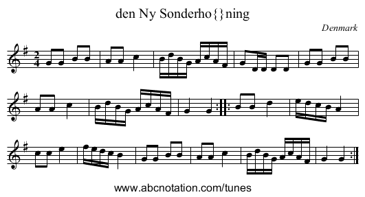 den Ny Sonderhøning - staff notation