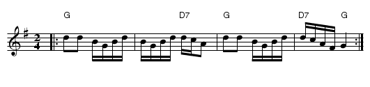 den Toppede H&oslash;ne - staff notation