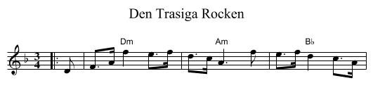 Den Trasiga Rocken - staff notation