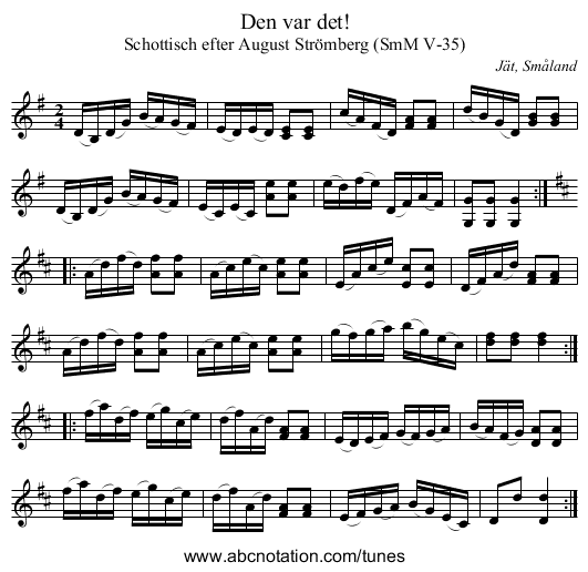 Den var det! - staff notation