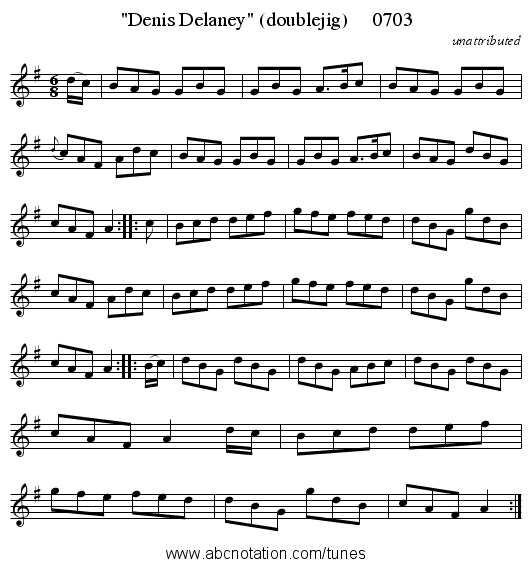 Denis Delaney (doublejig) 0703 - staff notation