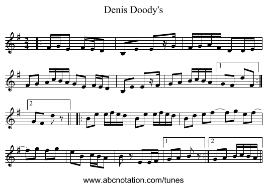 Denis Doody's - staff notation