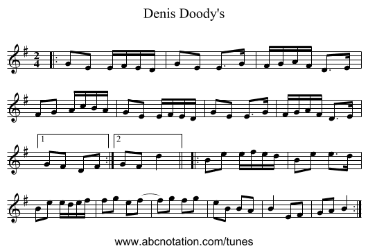 Denis Doody's - staff notation