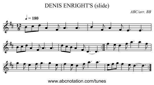 DENIS ENRIGHT'S (slide) - staff notation