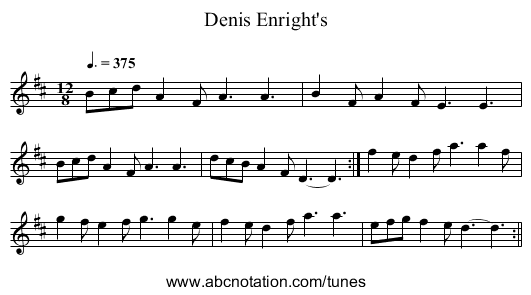 Denis Enright's - staff notation