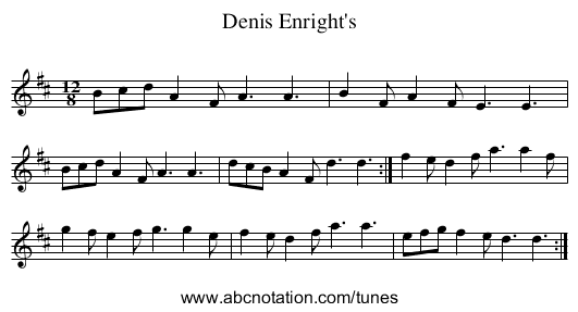Denis Enright's - staff notation