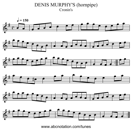 DENIS MURPHY'S (hornpipe) - staff notation