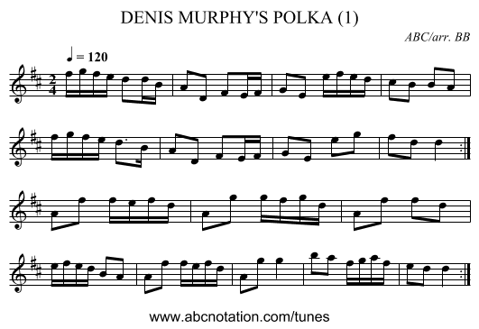 DENIS MURPHY'S POLKA (1) - staff notation