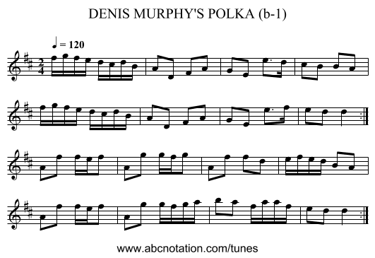 DENIS MURPHY'S POLKA (b-1) - staff notation