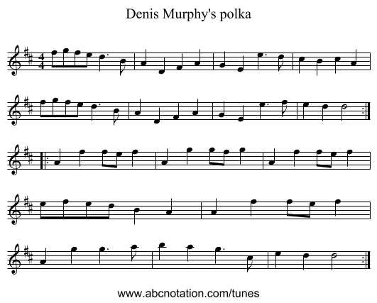 Denis Murphy's polka - staff notation