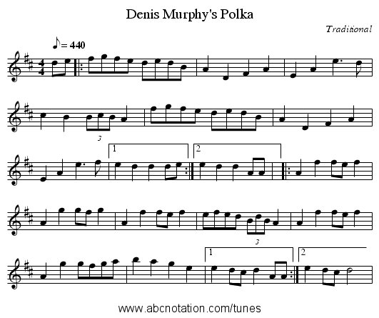 Denis Murphy's Polka - staff notation
