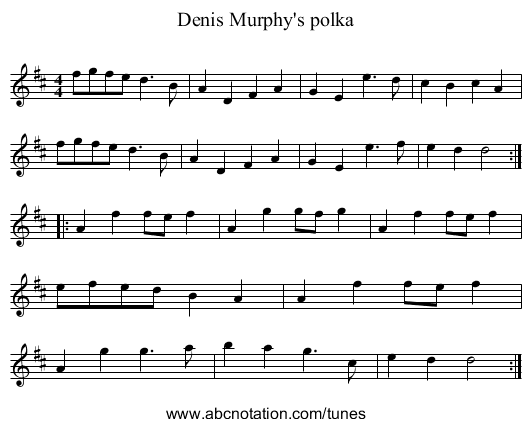 Denis Murphy's polka - staff notation