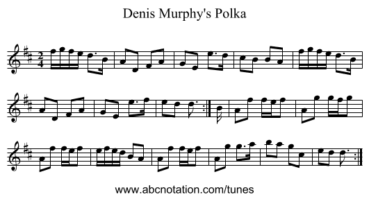 Denis Murphy's Polka - staff notation