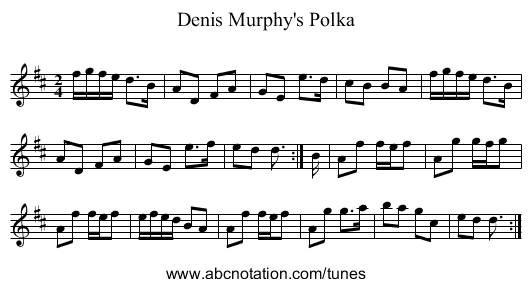 Denis Murphy's Polka - staff notation