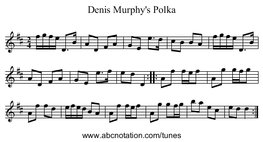 Denis Murphy's Polka - staff notation