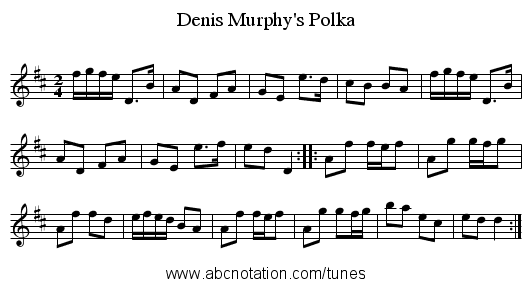 Denis Murphy's Polka - staff notation