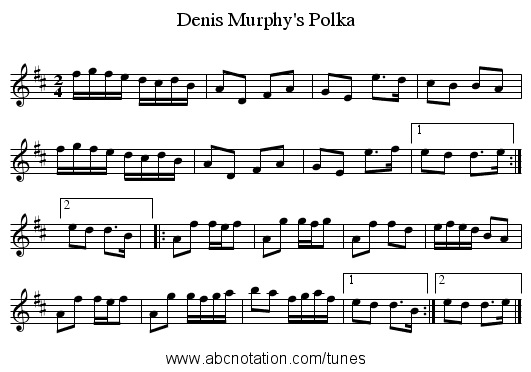 Denis Murphy's Polka - staff notation