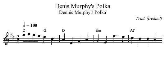 Denis Murphy's Polka - staff notation