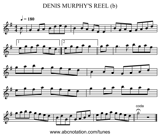 DENIS MURPHY'S REEL (b) - staff notation