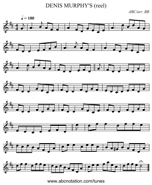 DENIS MURPHY'S (reel) - staff notation