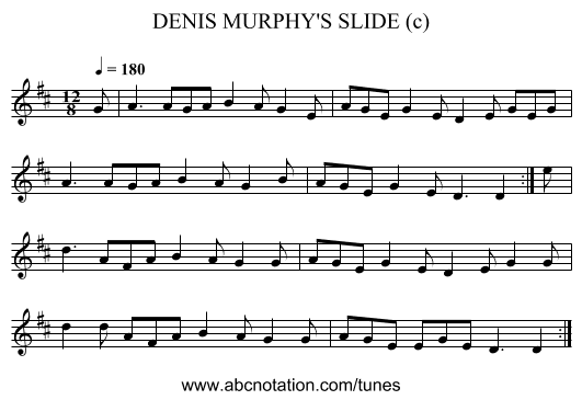 DENIS MURPHY'S SLIDE (c) - staff notation