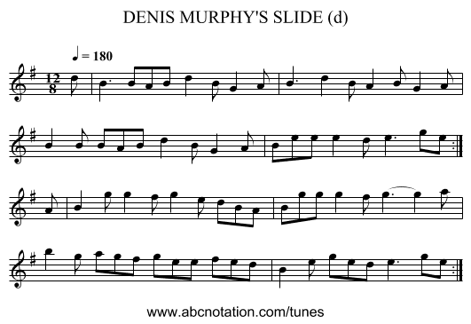 DENIS MURPHY'S SLIDE (d) - staff notation