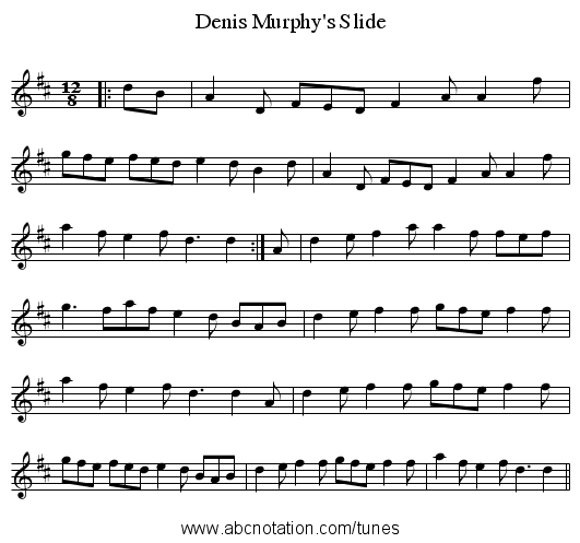 Denis Murphy's Slide - staff notation