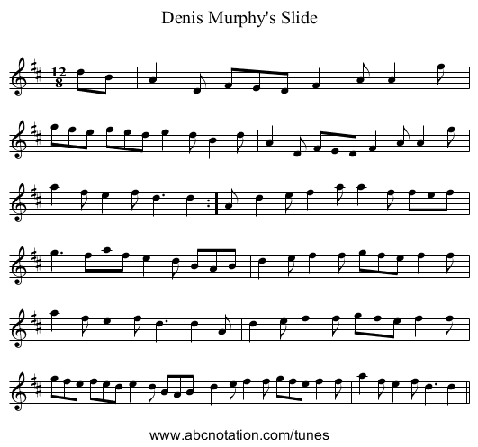 Denis Murphy's Slide - staff notation