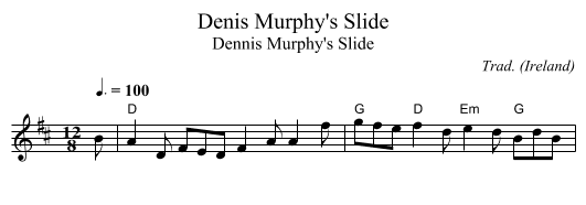 Denis Murphy's Slide - staff notation