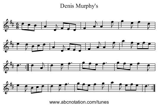Denis Murphy's - staff notation