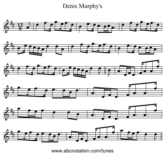 Denis Murphy's - staff notation