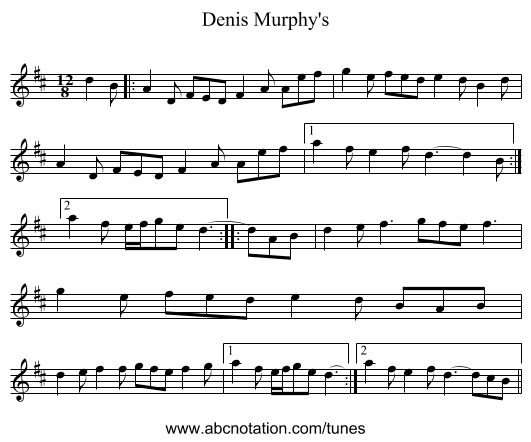 Denis Murphy's - staff notation