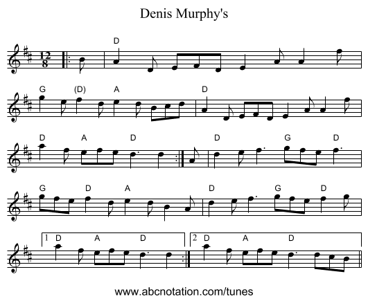 Denis Murphy's - staff notation