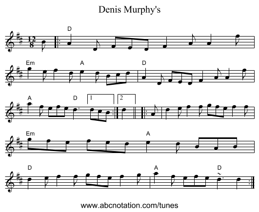 Denis Murphy's - staff notation