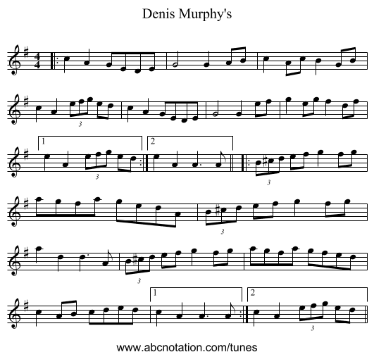 Denis Murphy's - staff notation