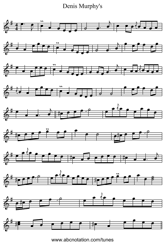 Denis Murphy's - staff notation