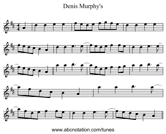 Denis Murphy's - staff notation