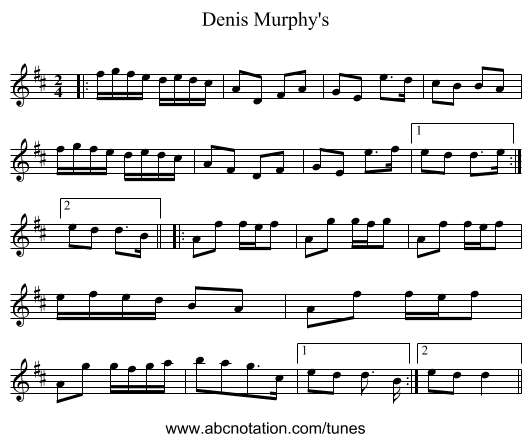 Denis Murphy's - staff notation