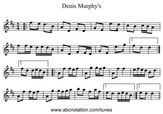 Denis Murphy's - staff notation