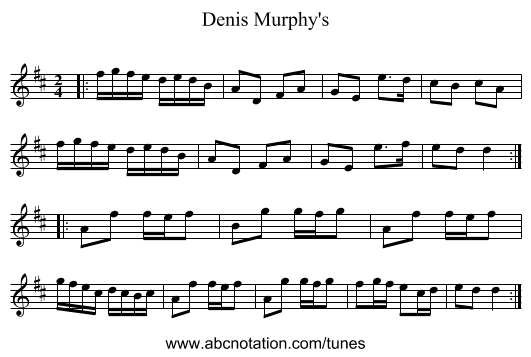 Denis Murphy's - staff notation