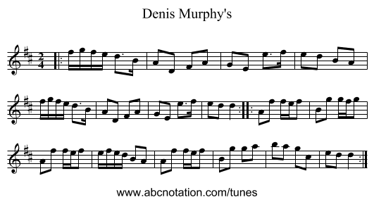 Denis Murphy's - staff notation