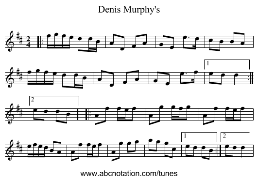 Denis Murphy's - staff notation