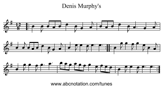Denis Murphy's - staff notation